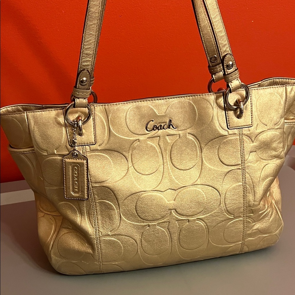 Coach Metallic Gold Signature Tote